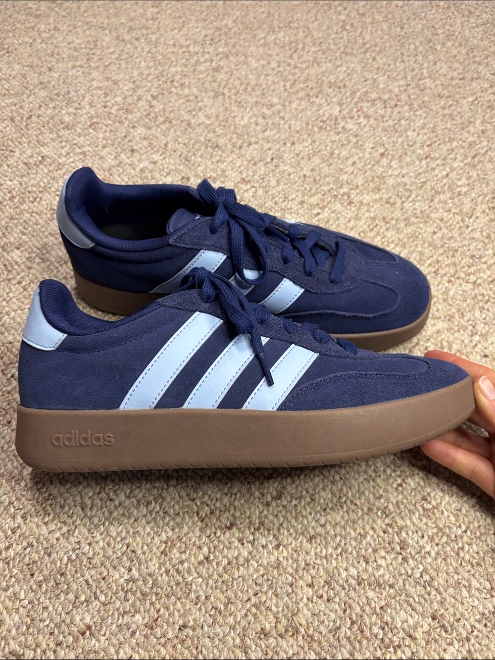 Adidas Barreda Suede Sneakers Men’s 9.5 Dark Blue Glow Blue Gum Sole
